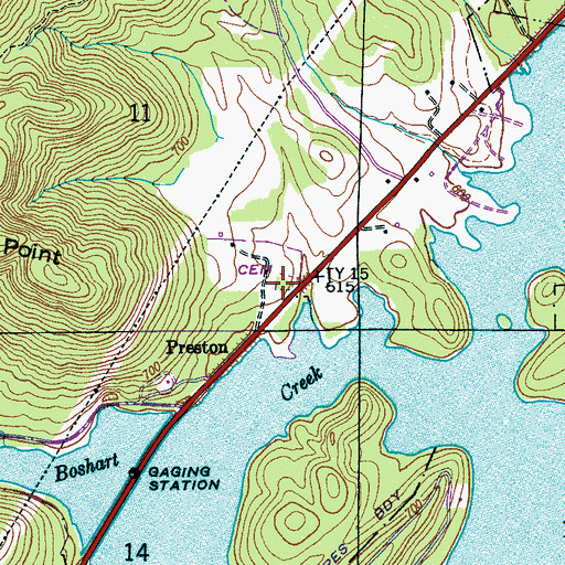 Topographic Map of Dunn Cemetery, AL