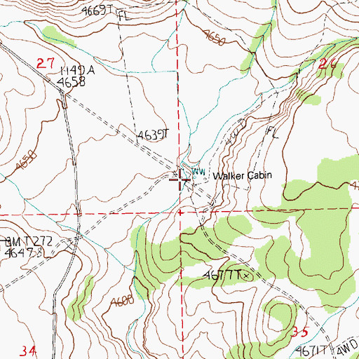 Topographic Map of Walker Cabin Well, OR