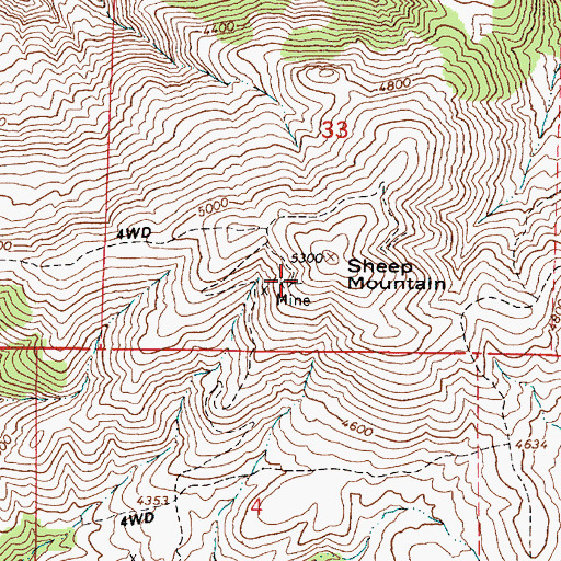 Topographic Map of Cutting Mine, OR