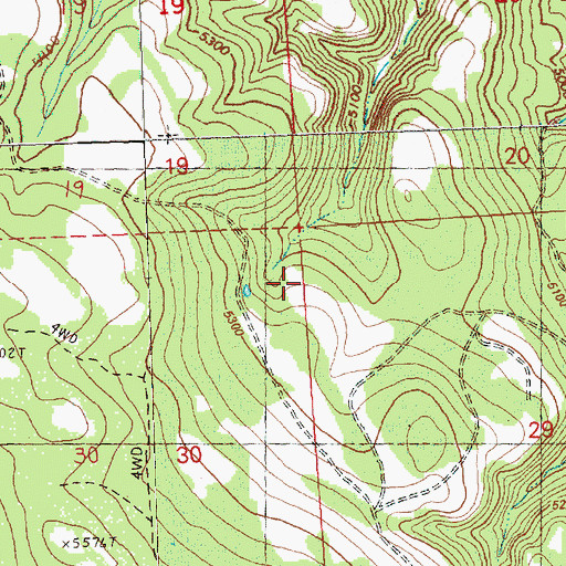Topographic Map of Lutsey Reservoir, OR