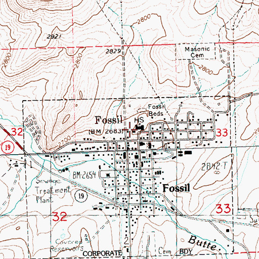 Topographic Map of Wheeler High School, OR