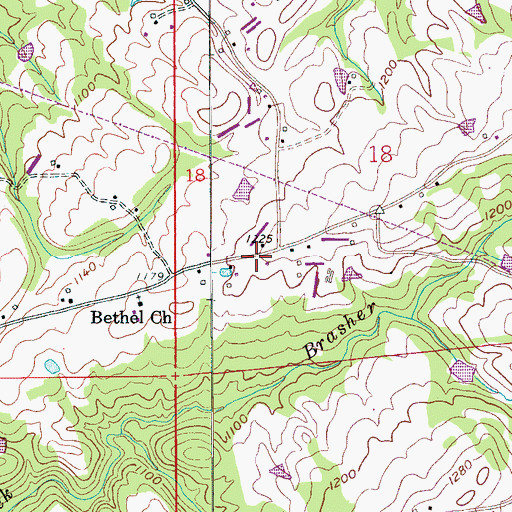 Topographic Map of Bethel Church, AL