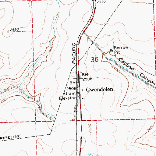 Topographic Map of Gwendolen School (historical), OR