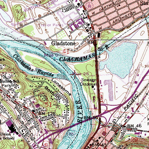 Topographic Map of Clackamette Park, OR