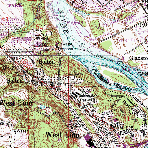 Topographic Map of Burns Island Park, OR
