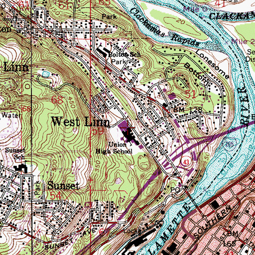 Topographic Map of West Bridge Park, OR