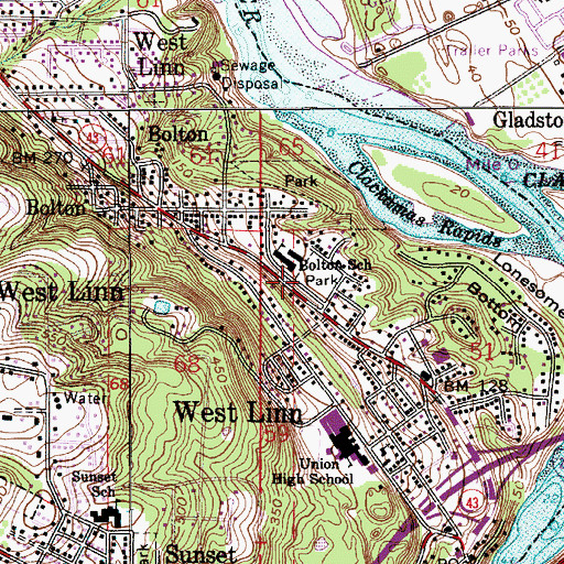 Topographic Map of Hammerle Park, OR
