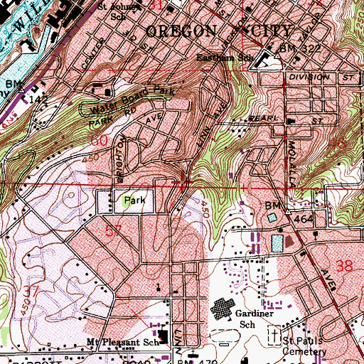 Topographic Map of Singer Creek Park, OR