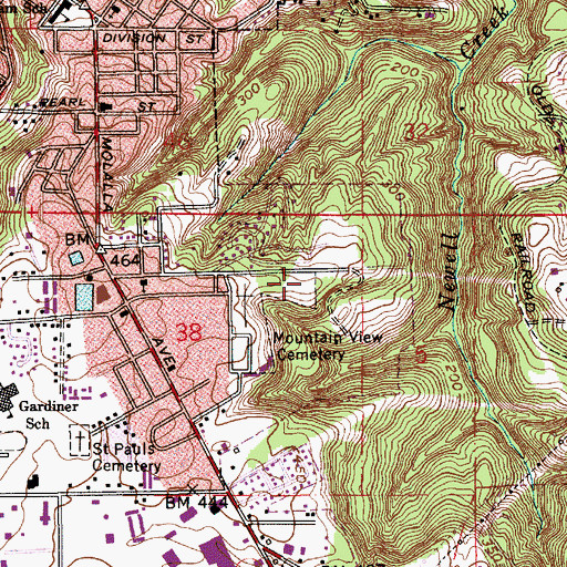 Topographic Map of Masonic Cemetery, OR
