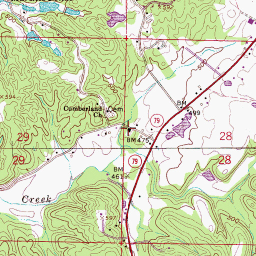 Topographic Map of Center Springs Church, AL