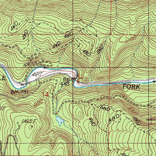 Topographic Map of Elbow Point, OR