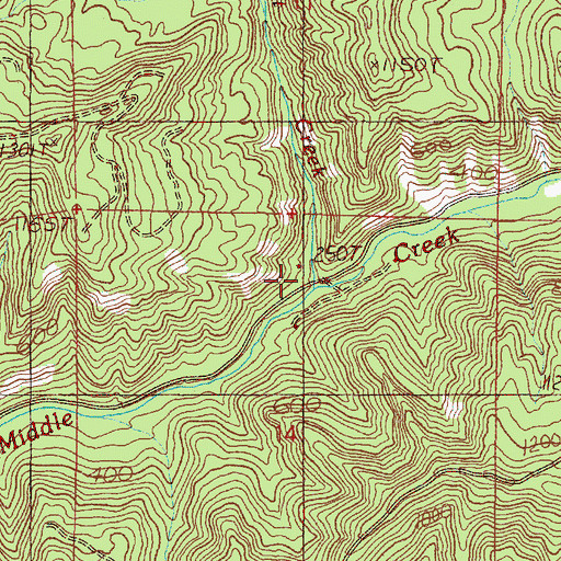 Topographic Map of Middle Creek Recreation Area, OR
