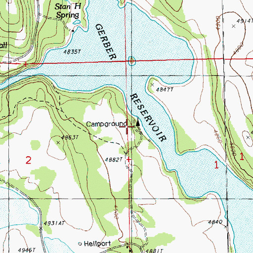 Topographic Map of Gerber Reservoir North Recreation Site, OR