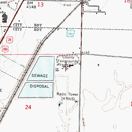 Topographic Map of Harney County Fairgrounds, OR