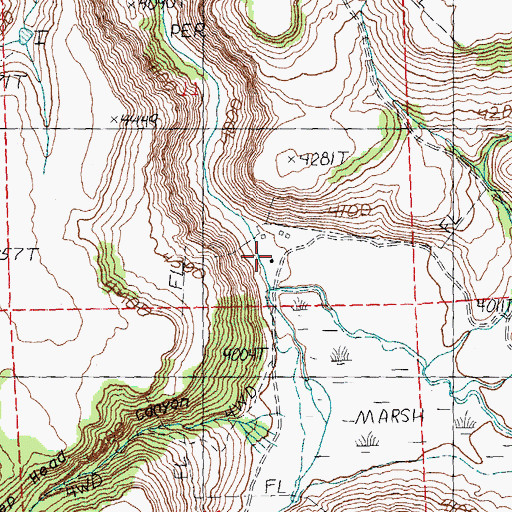 Topographic Map of Coffelt Ranch, OR