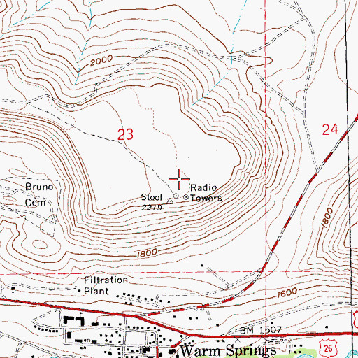 Topographic Map of Miller Heights, OR