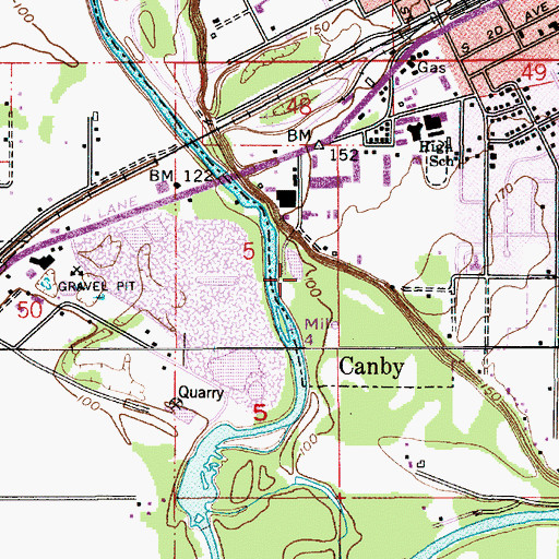 Topographic Map of Canby Community Park, OR