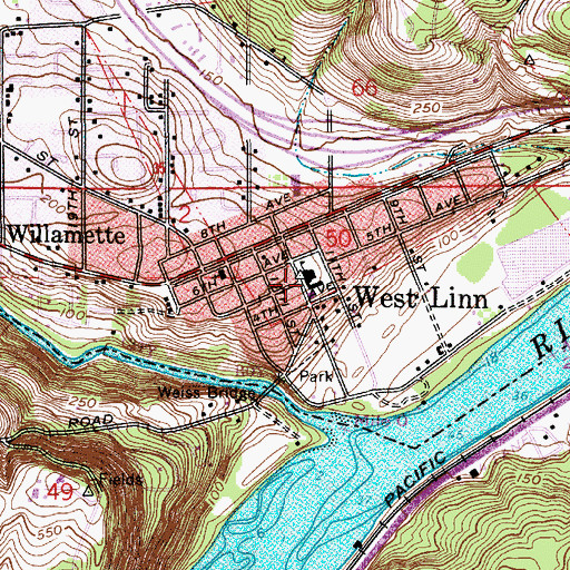 Topographic Map of Willamette Primary School, OR