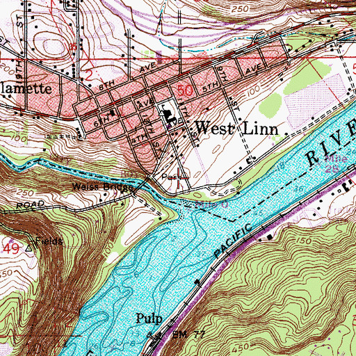 Topographic Map of Willamette Park, OR