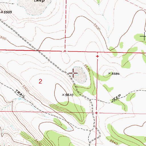Topographic Map of Moon Hill Lakebed, OR