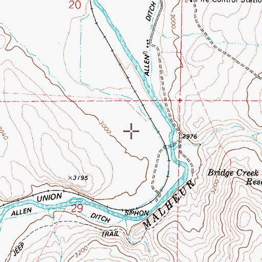 Topographic Map of Allen Airstrip (historical), OR
