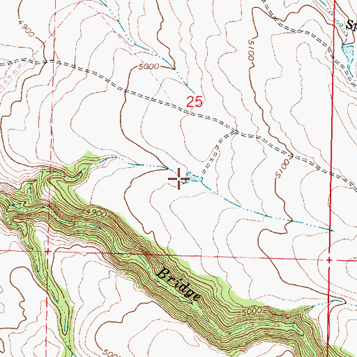 Topographic Map of Bridge Creek Reservoir Number One, OR