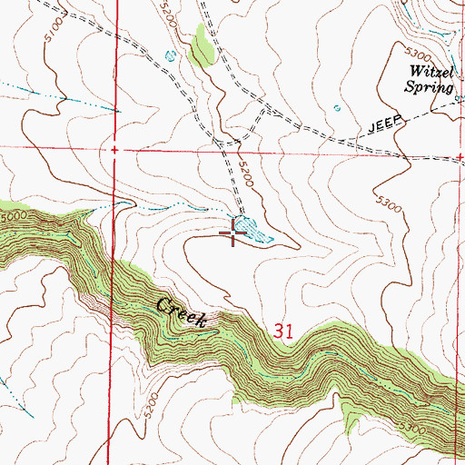 Topographic Map of Bridge Creek Reservoir Number Two, OR