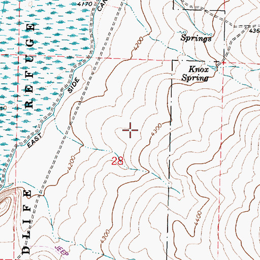 Topographic Map of Knox Spring Reservoir, OR