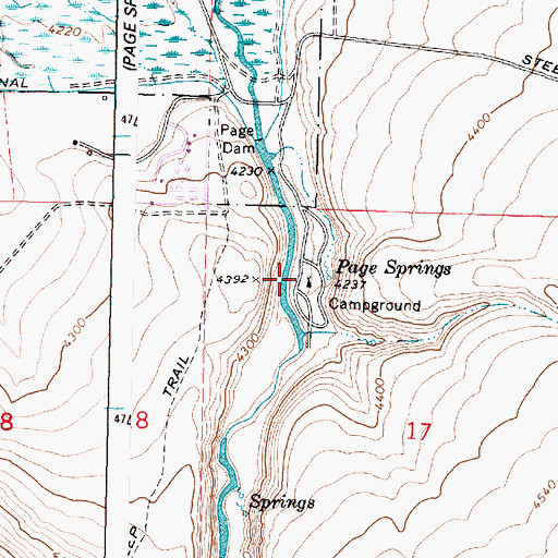 Topographic Map of Page Springs Recreation Site, OR