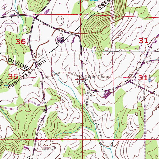 Topographic Map of Gibbs Chapel Cemetery, AL