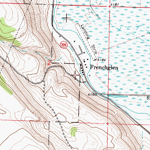 Topographic Map of Frenchglen Hotel State Park, OR
