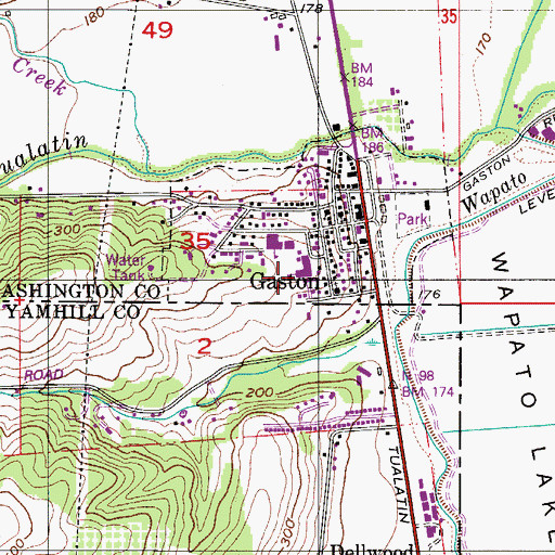 Topographic Map of Gaston Elementary School, OR