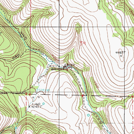 Topographic Map of Weaver Ranch, OR
