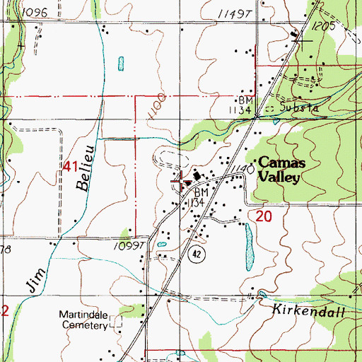 Topographic Map of Camas Valley High School (historical), OR