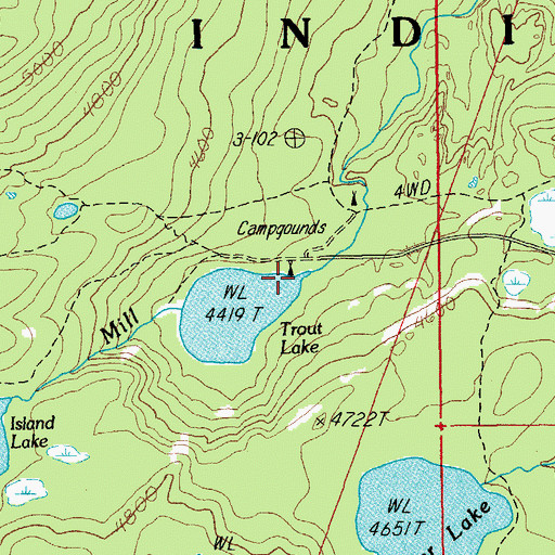 Topographic Map of Trout Lake Campground, OR
