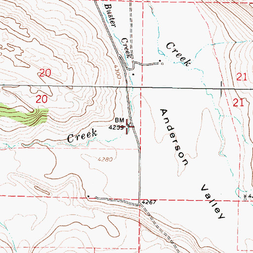 Topographic Map of Anderson Valley Ranch, OR