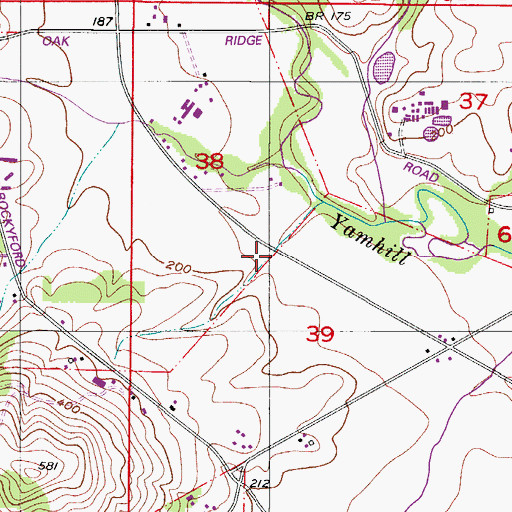 Topographic Map of Oak (historical), OR