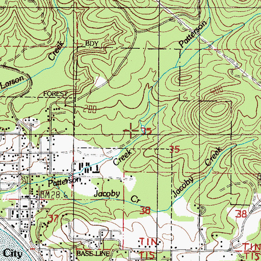 Topographic Map of Bay City Reservoir, OR