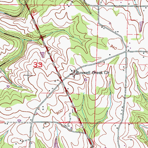 Topographic Map of Roswell Creek Cemetery, AL