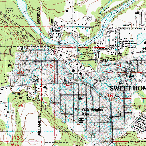 Topographic Map of Langmack Hospital, OR