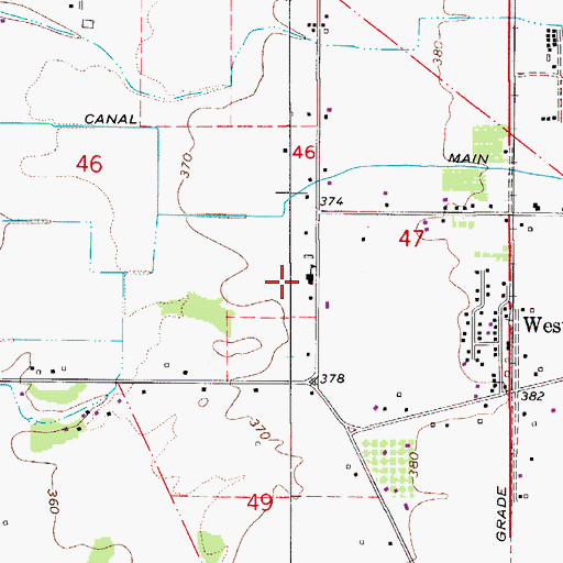 Topographic Map of West Stayton School (historical), OR