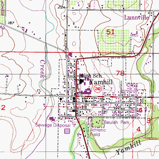 Topographic Map of Yamhill-Carlton High School, OR