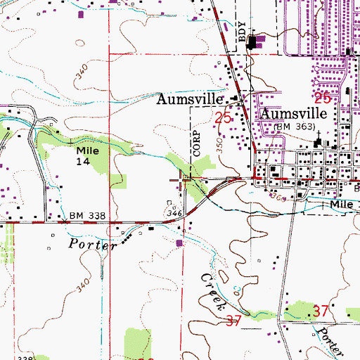 Topographic Map of Porter Boone Park, OR