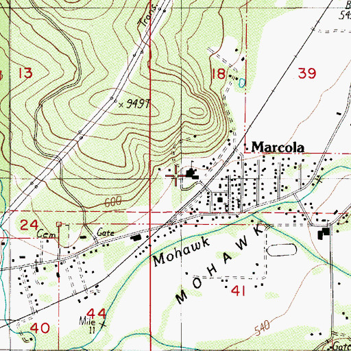 Topographic Map of Marcola Elementary School, OR