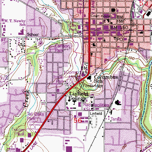 Topographic Map of McMinnville Hospital, OR