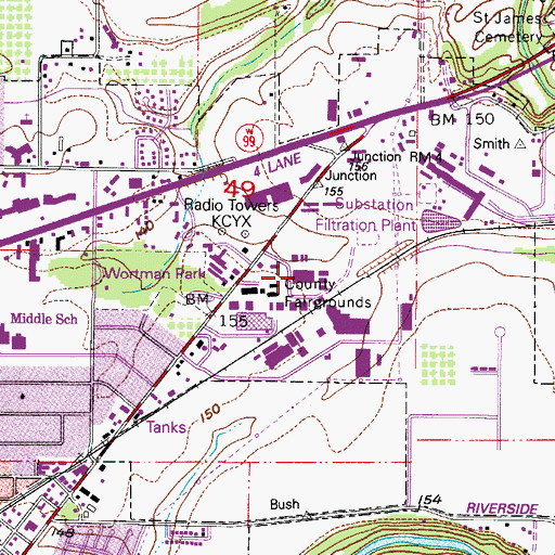 Topographic Map of Yamhill County Fair and Rodeo Grounds, OR