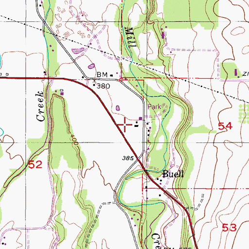 Topographic Map of Buell School (historical), OR