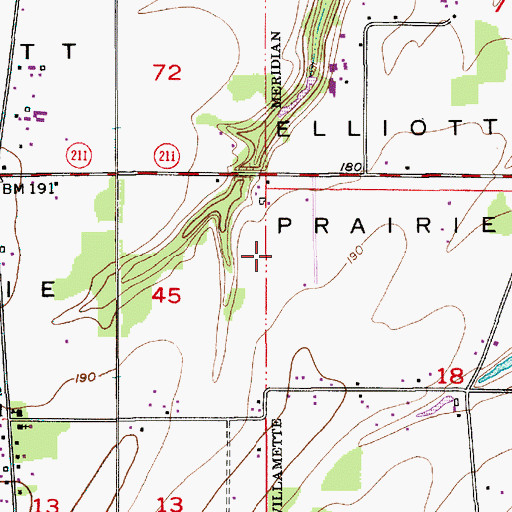 Topographic Map of Adams Airport (historical), OR