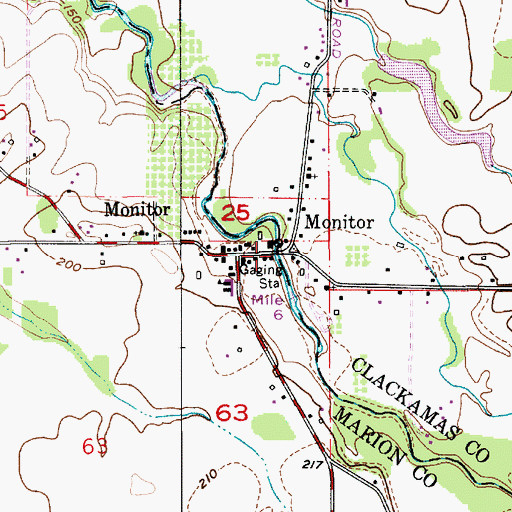 Topographic Map of Monitor Bridge, OR