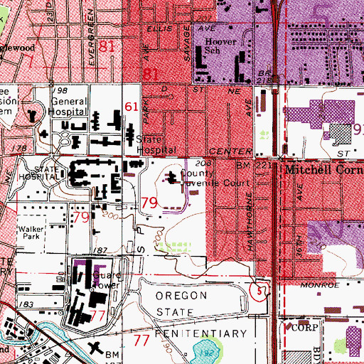Topographic Map of Marion County Health Center, OR